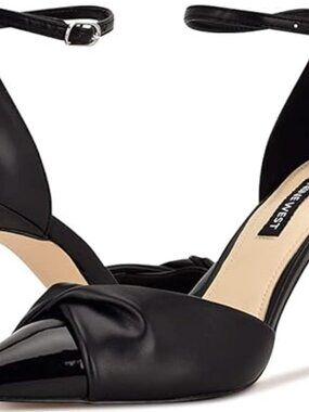 Nine West Women's Eright Pointy Toe Pump - Black Patent/Black Matte/Silver